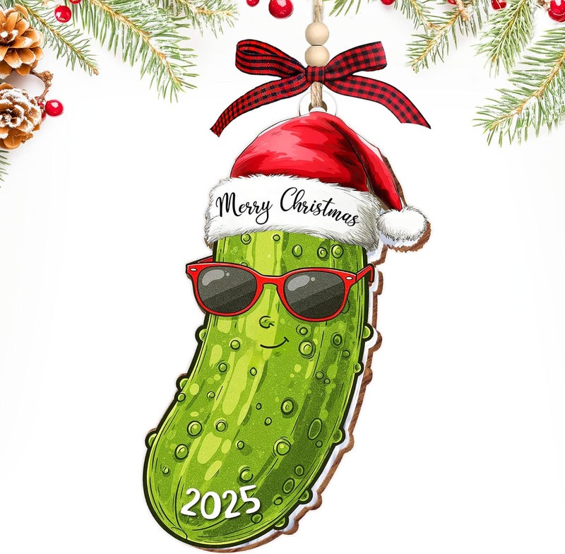 HEXMOZ Christmas Pickle Ornament 2025 - Pickles Themed Gifts for Women Men - Funny Dill Pickles Gifts for Pickle Lovers, Cute Gag Gift Ideas Decor - German Present Christmas Ornament - Image 1